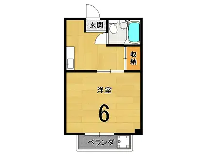 リバーハイツ梅津(1K/1階)の間取り写真