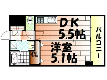 NO.63 オリエントキャピタルタワー(1DK/15階)の間取り写真