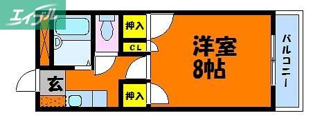 エスポアール北長瀬(1K/5階)の間取り写真