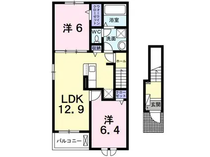 アヴニール ラディユ II(2LDK/2階)の間取り写真