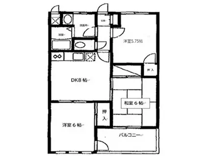 D.O.I茅ヶ崎(3DK/1階)の間取り写真