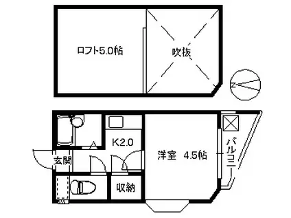 ベルハウス(1K/2階)の間取り写真