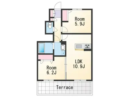 シャーメゾン金龍寺丁(2LDK/1階)の間取り写真