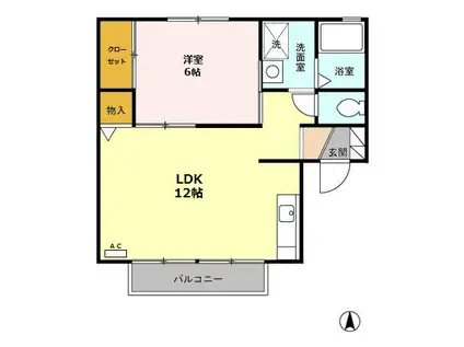 セジュール南浅田(1LDK/2階)の間取り写真