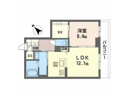 フェリシード五橋(1LDK/1階)の間取り写真