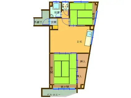 脇マンション(2DK/3階)の間取り写真