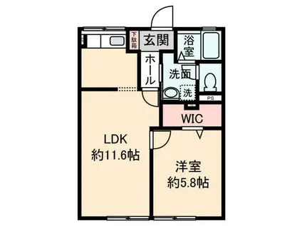 シティハイムさくら壱番館(1LDK/1階)の間取り写真