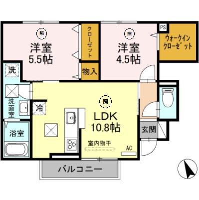 ヴィラ・フォレスティア(2LDK/1階)の間取り写真