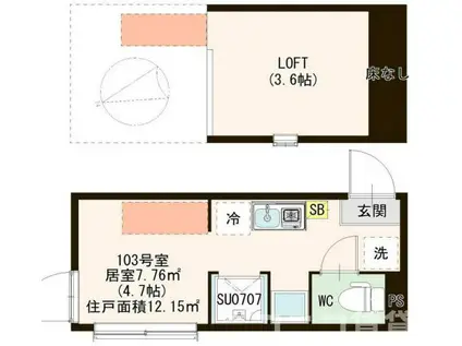 BRIGHT平井(ワンルーム/1階)の間取り写真