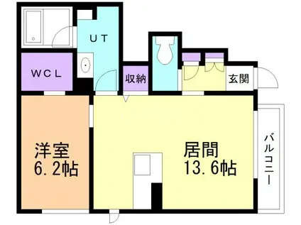 シャーメゾン桂木(1LDK/1階)の間取り写真