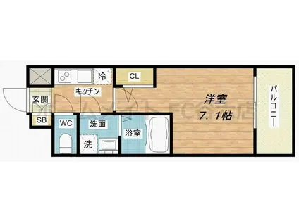 エスリード京橋アミュゼ(1K/9階)の間取り写真