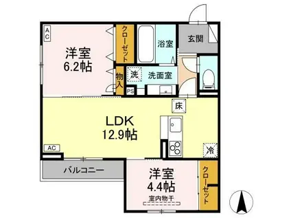 D-ROOM七曲I(2LDK/2階)の間取り写真