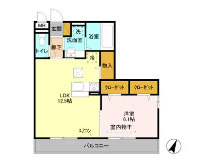 グレイス・フォレ I(1LDK/1階)の間取り写真