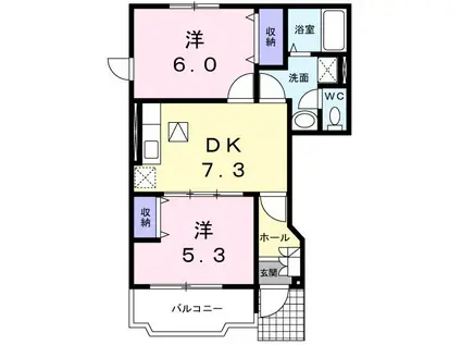 メゾンエクセランY(2DK/1階)の間取り写真