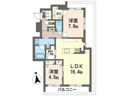 シエル モンティ(2LDK/3階)の間取り写真