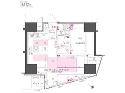 ZOOM中目黒(1LDK/6階)の間取り写真