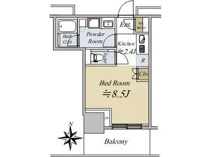 大崎駅西口F南地区市街地再開発(1K/17階)の間取り写真