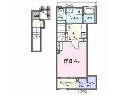 YGGDRASIL鉄砲町α(1K/2階)の間取り写真