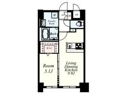 MYS CASETTA KURUME(1LDK/1階)の間取り写真