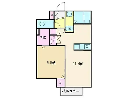 北原2丁目メゾン(1LDK/1階)の間取り写真