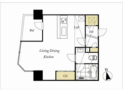 ANEMOS鶴見(1DK/6階)の間取り写真