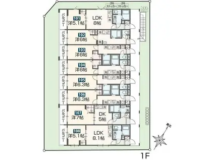 MELDIA京成大和田II(1K/1階)の間取り写真