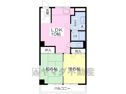 コーポ三倉(2LDK/4階)の間取り写真