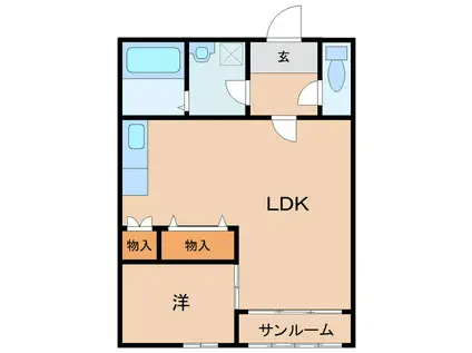 キャトルセゾンA棟(1LDK/2階)の間取り写真