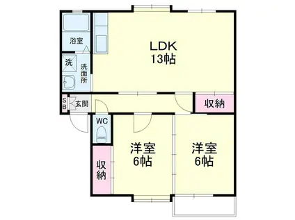 フォーレ三和B(2LDK/2階)の間取り写真