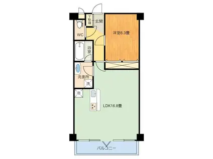 ヴィラ・フェリア伊東(1LDK/3階)の間取り写真