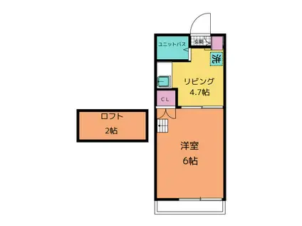Cハイム夙(1DK/2階)の間取り写真