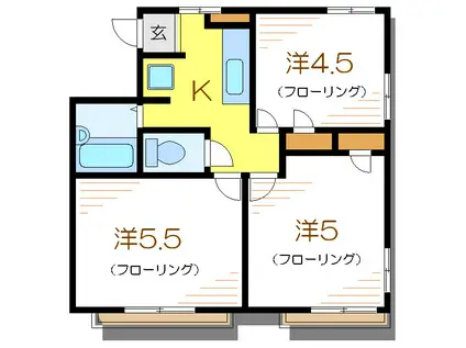 宮崎ハイツ(3K/2階)の間取り写真