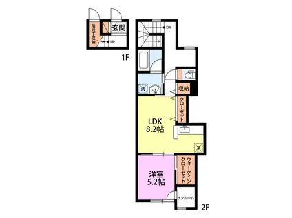 ロンドベル鐙(1LDK/2階)の間取り写真
