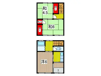 紺善ハイツ(3K/1階)の間取り写真
