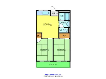 レジデンス坂田(2DK/2階)の間取り写真