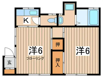 サンライズ(2K/1階)の間取り写真