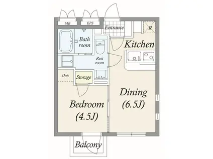 PASEO三軒茶屋II(1DK/1階)の間取り写真