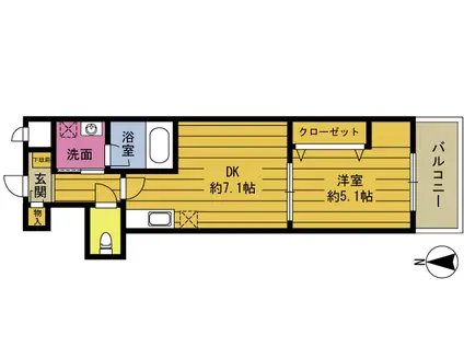 レスコ石垣東 弐番館(1DK/3階)の間取り写真