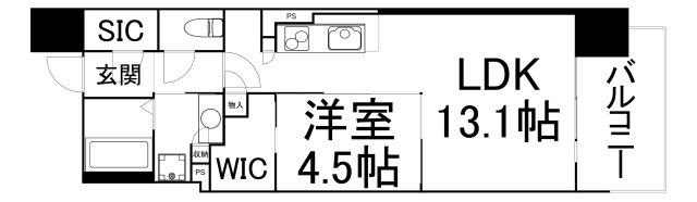 OPUS RESIDENCE SHINSAIBASHI SOUT(1LDK/7階)の間取り写真