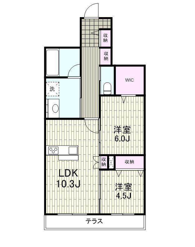 ラ カーザ ドルチェ(2LDK/1階)の間取り写真