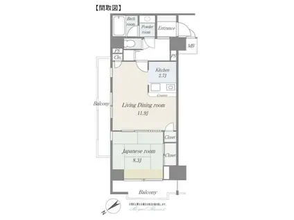 ヴィラ北軽井沢エルウィング(1LDK/9階)の間取り写真