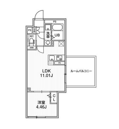 ALTERNA早稲田(1LDK/4階)の間取り写真