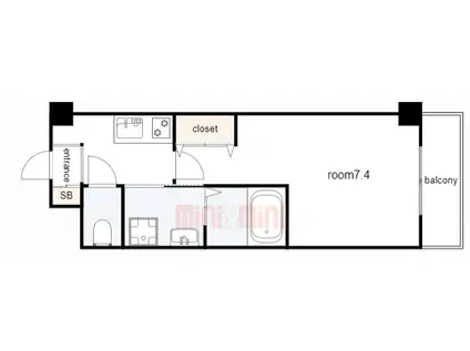 エイチツー西明石(1K/3階)の間取り写真