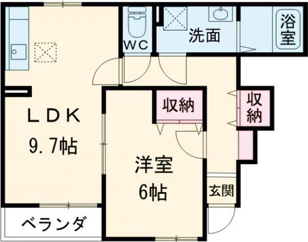 ベルメゾン(1LDK/1階)の間取り写真