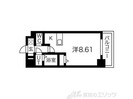 ロイス南茨木(1K/3階)の間取り写真