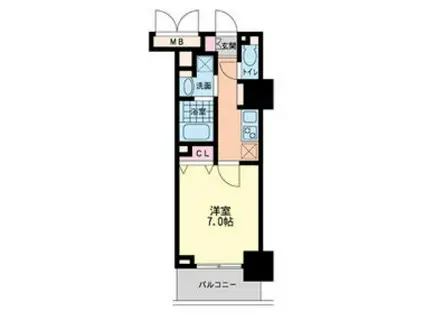 ハビテ靱センターコート(1K/3階)の間取り写真