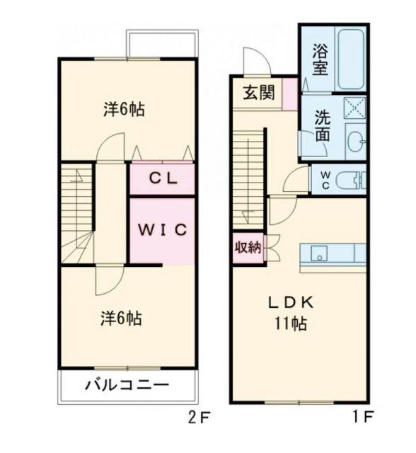 グランスタ馬場山Dコート(2LDK/1階)の間取り写真