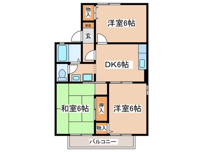 セジュール大島A(3DK/2階)の間取り写真