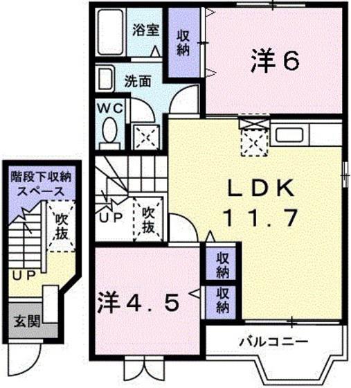 クレストール21(2LDK/2階)の間取り写真