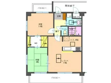 ルネスベルデ(2LDK/3階)の間取り写真